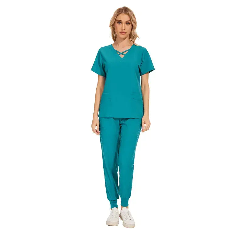 Stretch Women Slim Fit Scrubs Medical Uniforms Set