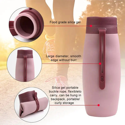 600ml Foldable Water Bottles Soft Flask Sports Drinking Water