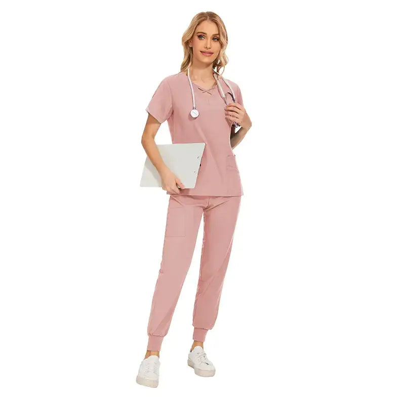 Stretch Women Slim Fit Scrubs Medical Uniforms Set