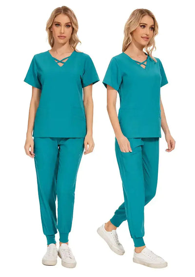 Stretch Women Slim Fit Scrubs Medical Uniforms Set