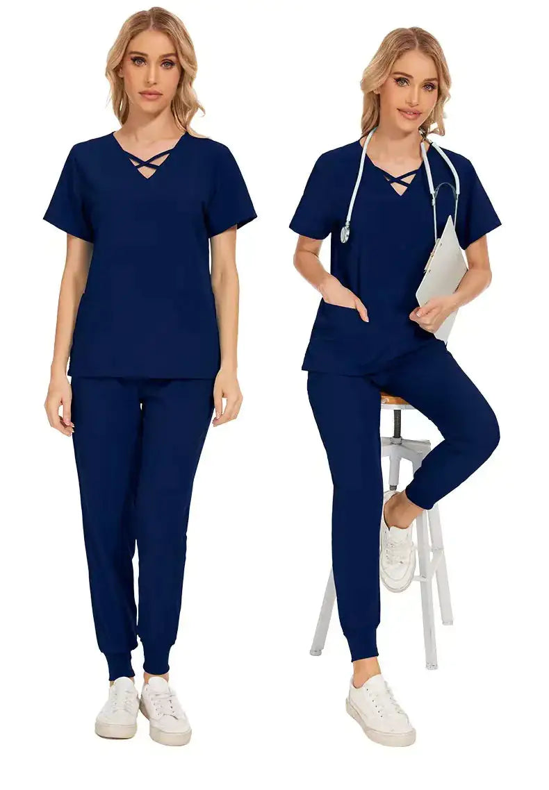 Stretch Women Slim Fit Scrubs Medical Uniforms Set